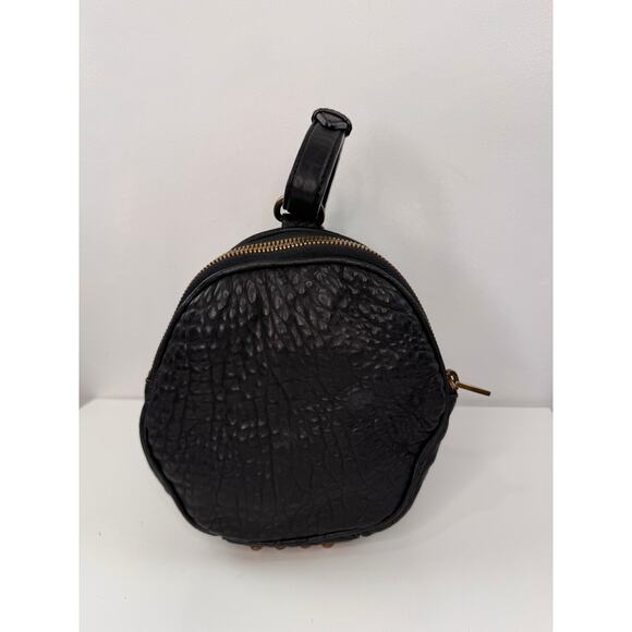 Alexander Wang Angela Handbag Black Dumbo Pebbled Leather Gold Studs Pochette - Picture 3 of 9